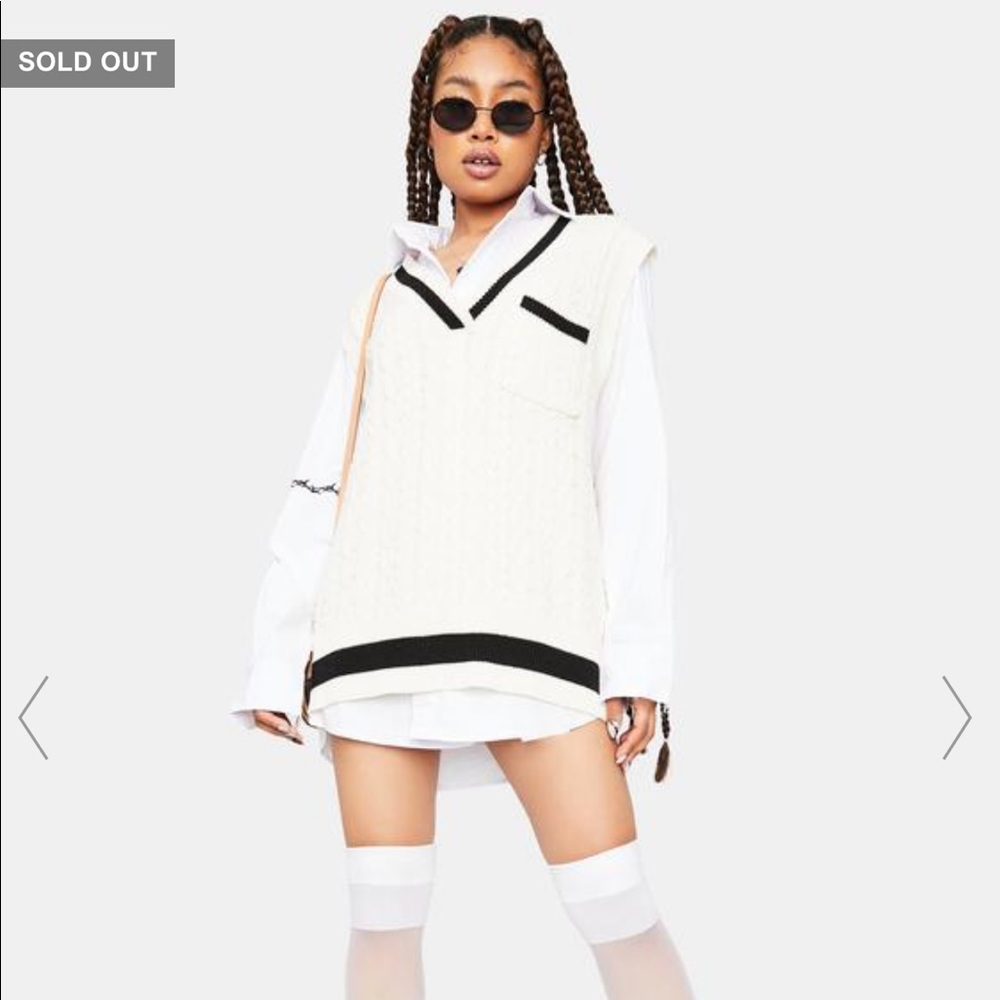 Dollskill Cream & Black Knit Sweater Vest